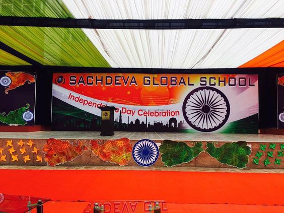 Professionally designed Independence Day event stage with Indian tricolour décor
