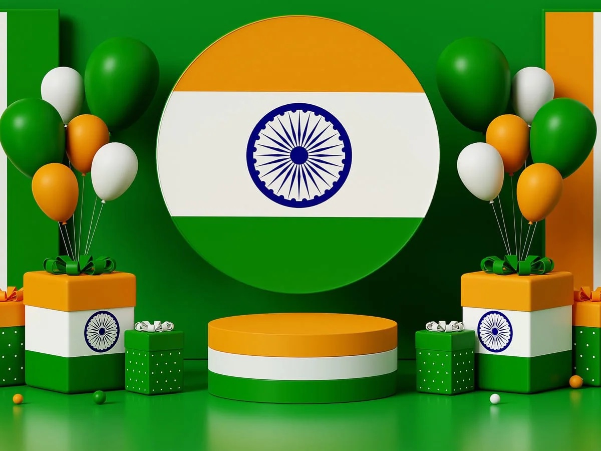 Tricolour Independence Day photo opportunity and engagement backdrop